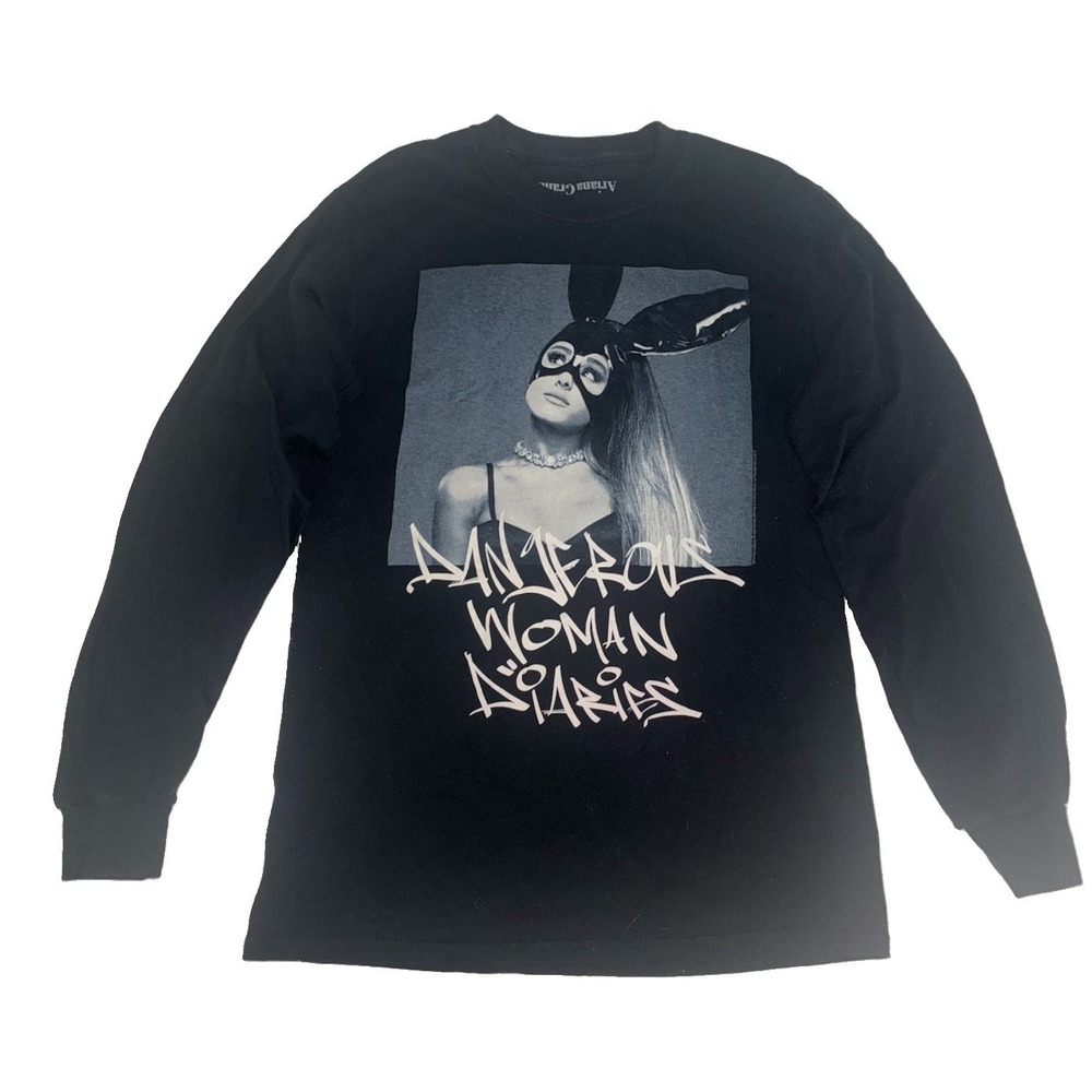 Ariana Grande Long Sleeve T Shirt Women's S Black Dangerous Woman Diaries 2017